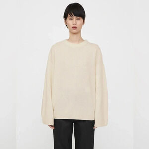 NWT Toteme Cashmere Blend Monogram Boxy Knit Sweater in Bone